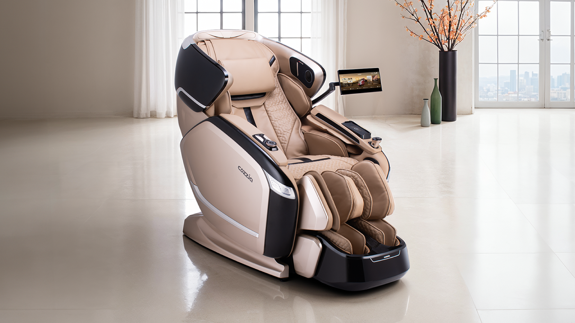 Relax the Back Store – full-body massage recliner chair displayed in a bright, minimal room.