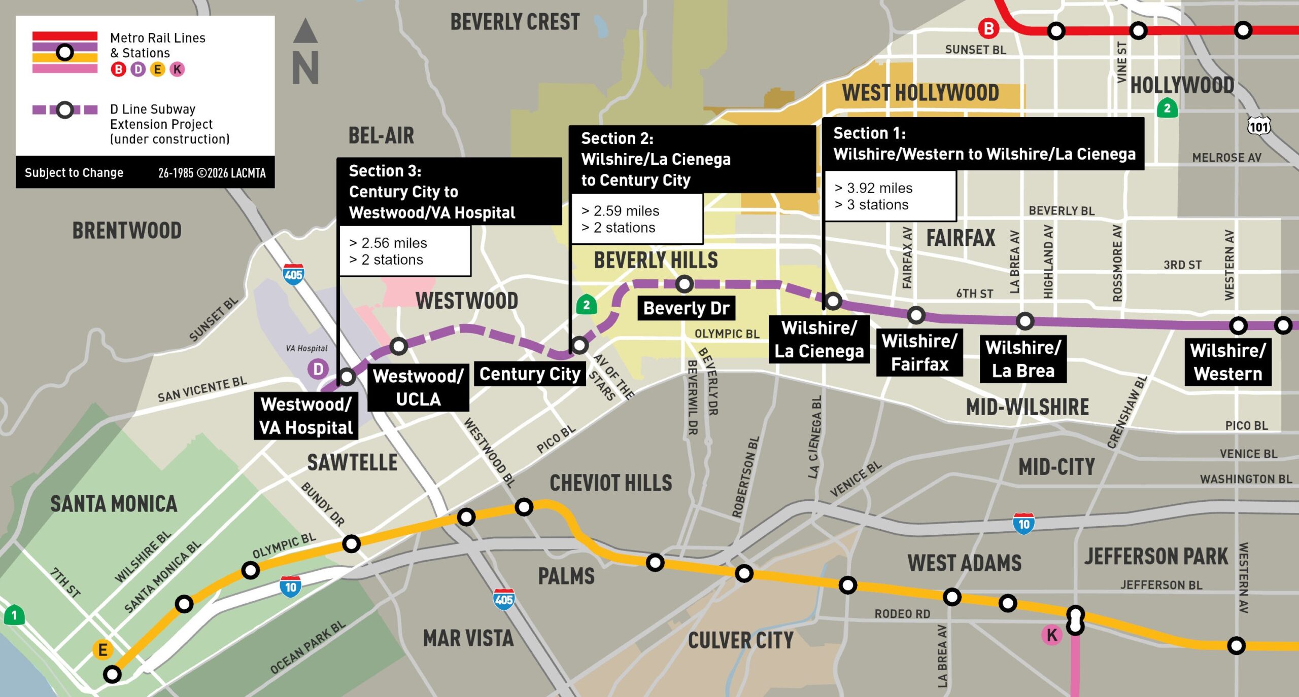 Static map of the Metro D Line Extension Project